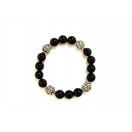Black Onyx and Rhinestone Crystal Shamballa Bead Bracelet
